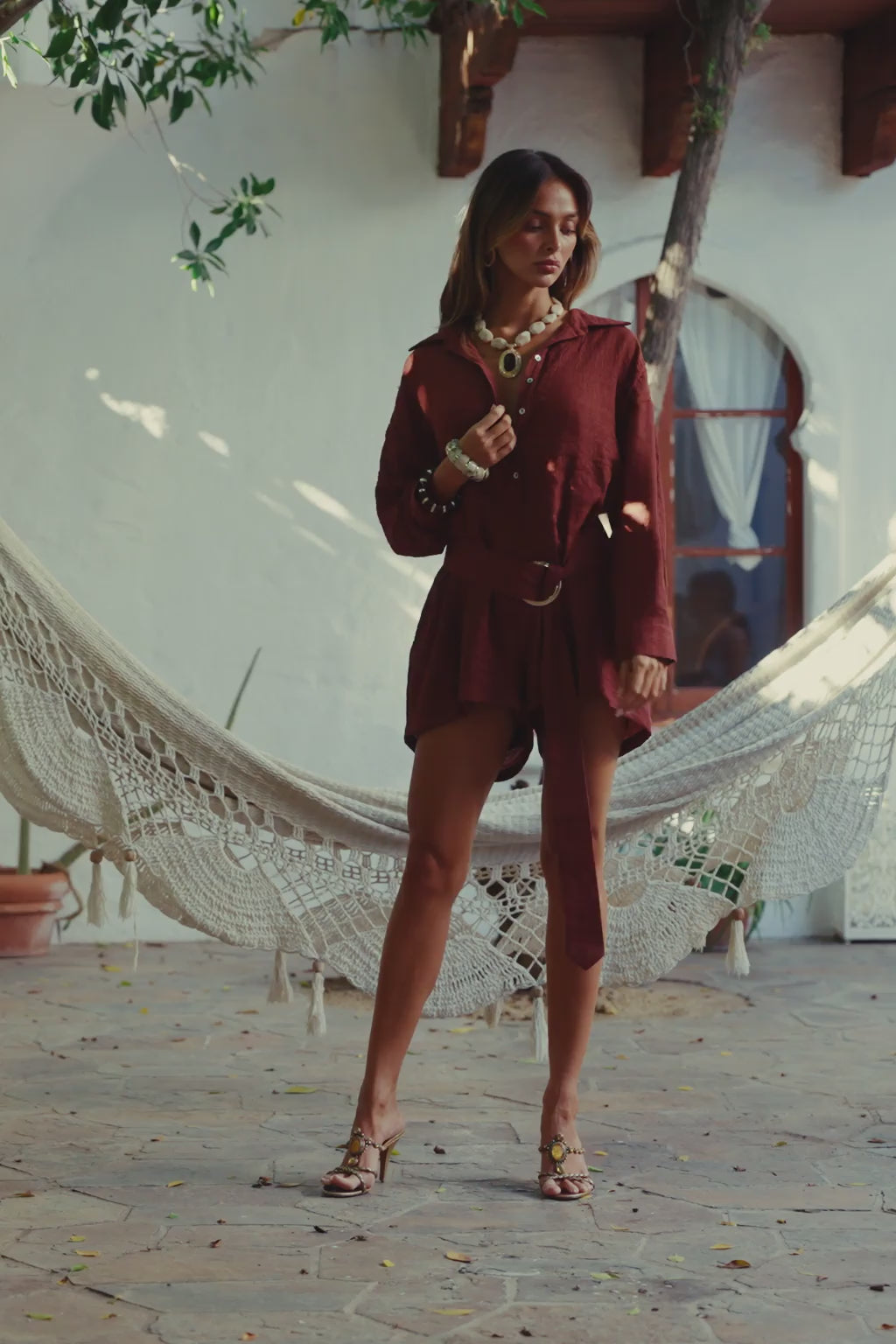 Barcelona Rust Belted Romper