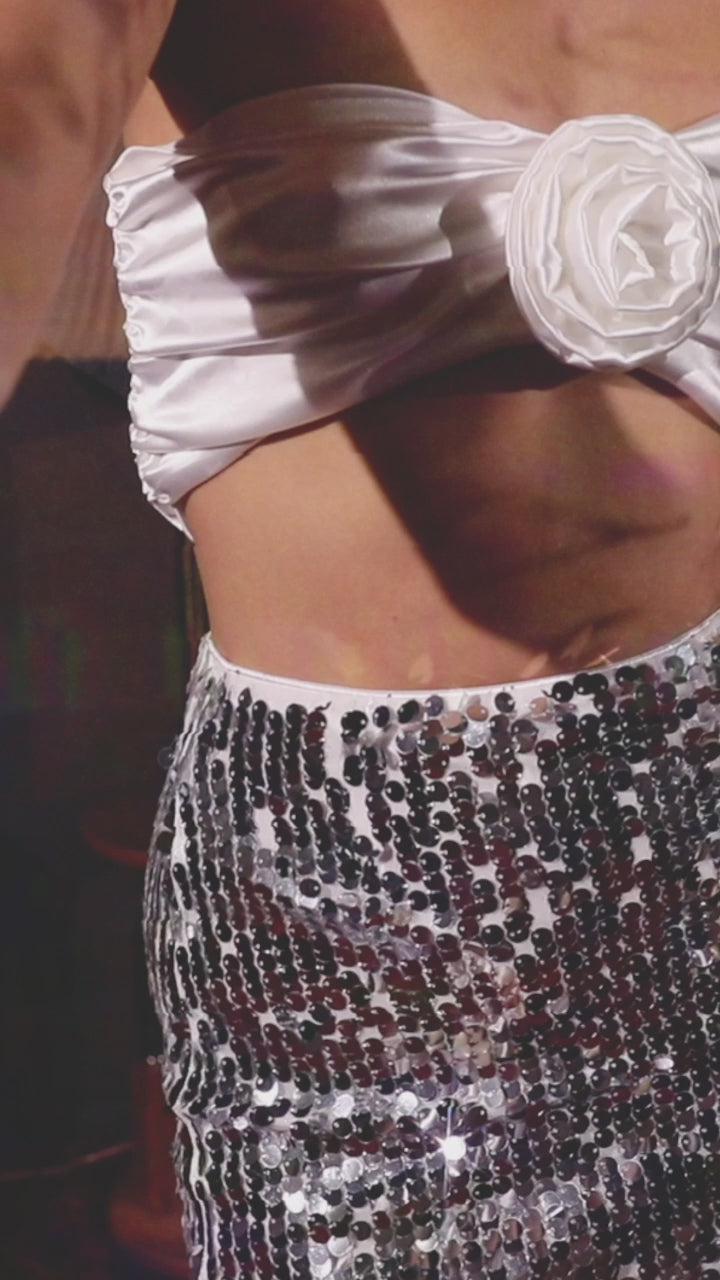 Keira White Rosette Bandeau Top