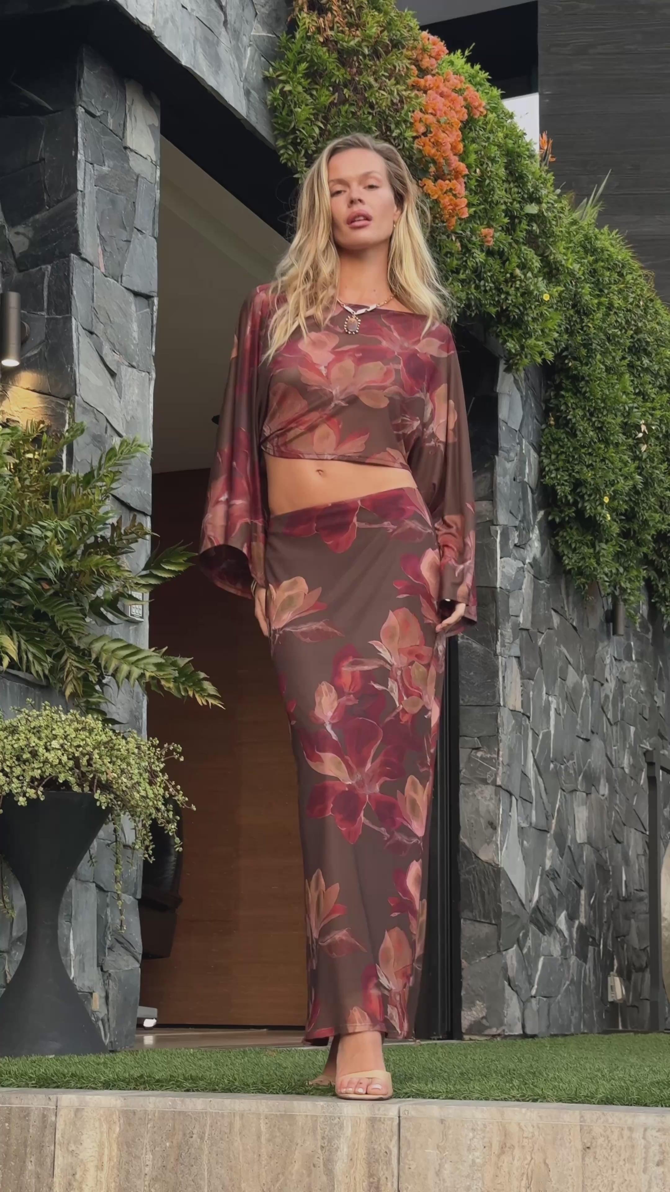 Clear Breeze Mulberry Floral Mesh Top