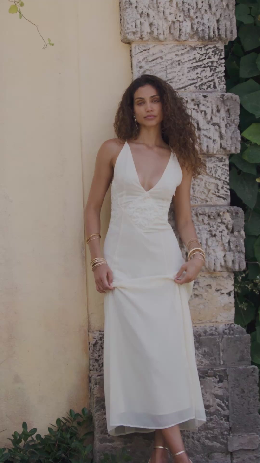 Maya Cream Chiffon Maxi Dress