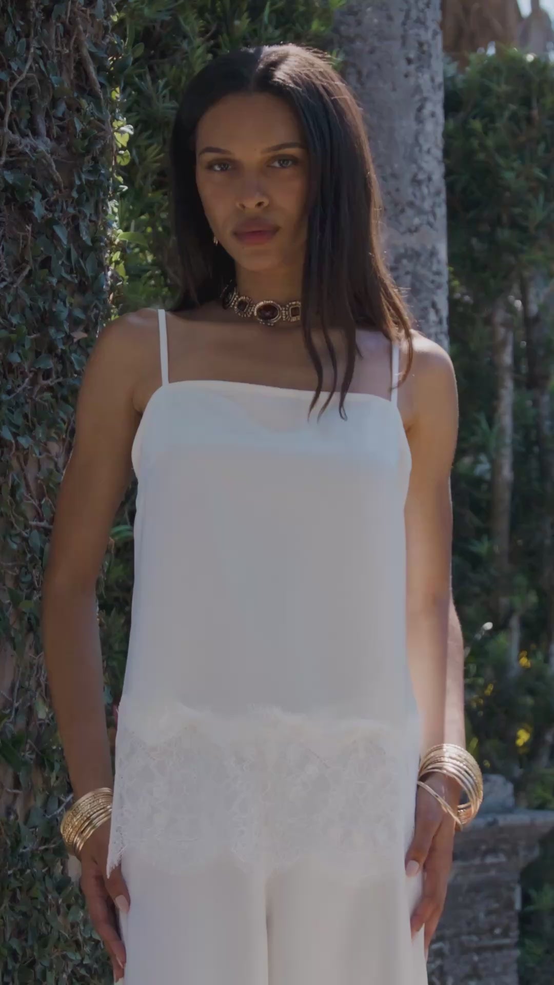 Halo Cream Satin Tank