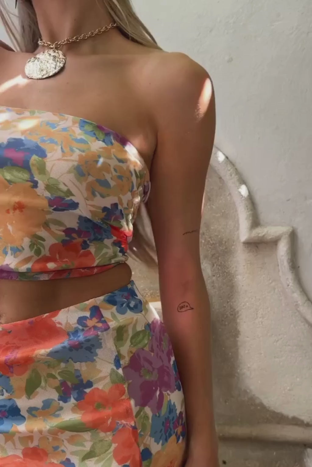 Marisol Floral Mesh Strapless Crop Top