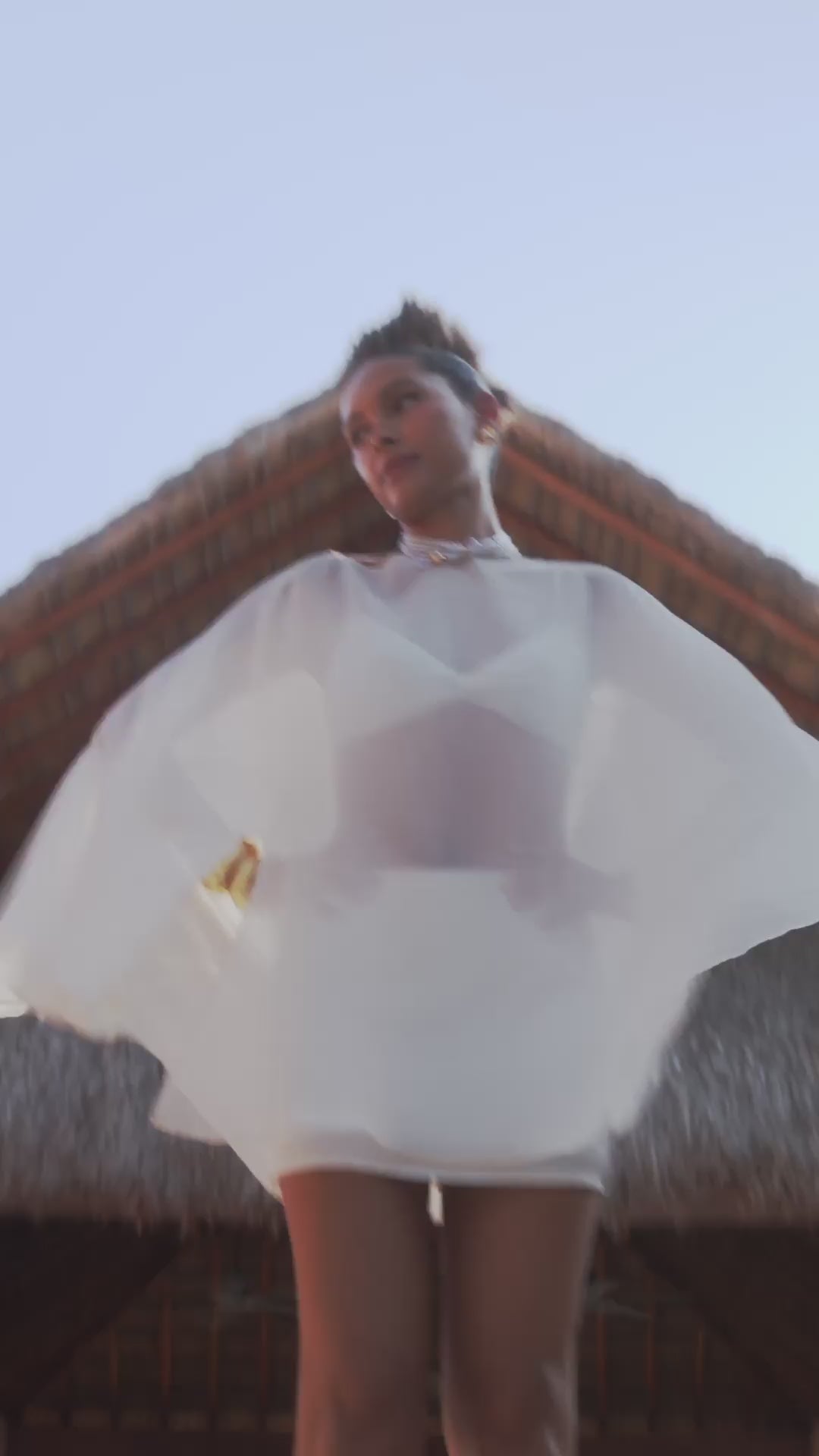Havana Ivory Chiffon Cape Dress