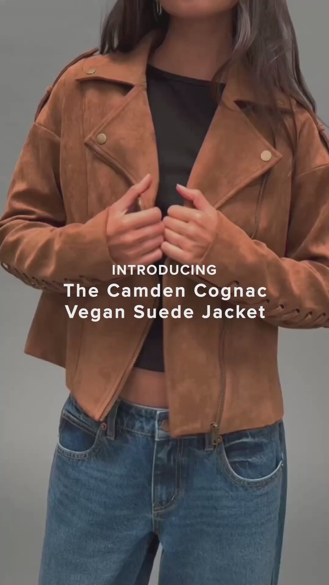 Camden Cognac Vegan Suede Jacket | 12th Tribe