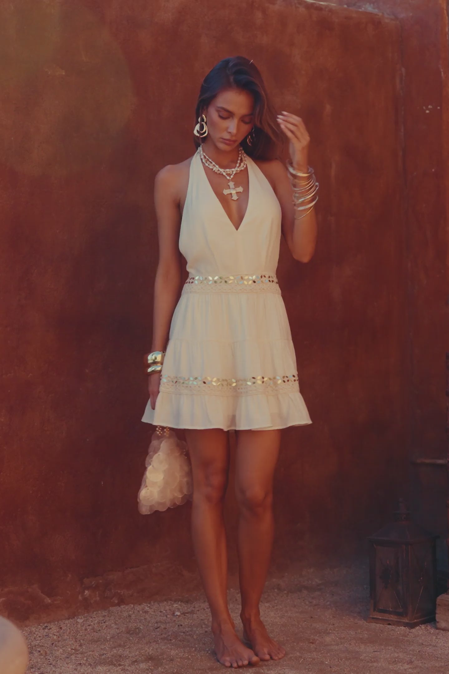 Solana White Halter Mini Dress