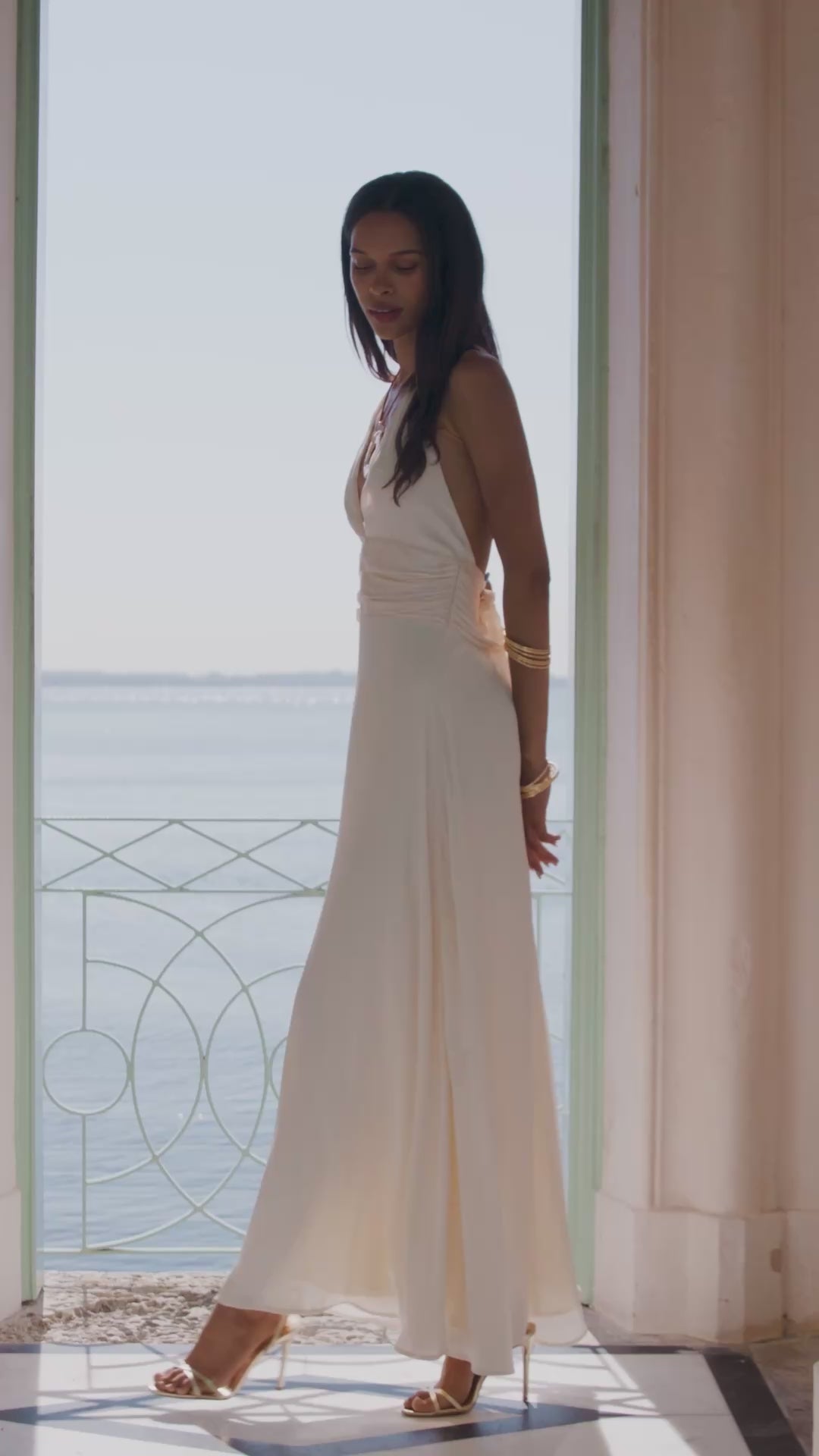 Inez Cream Satin Maxi Dress