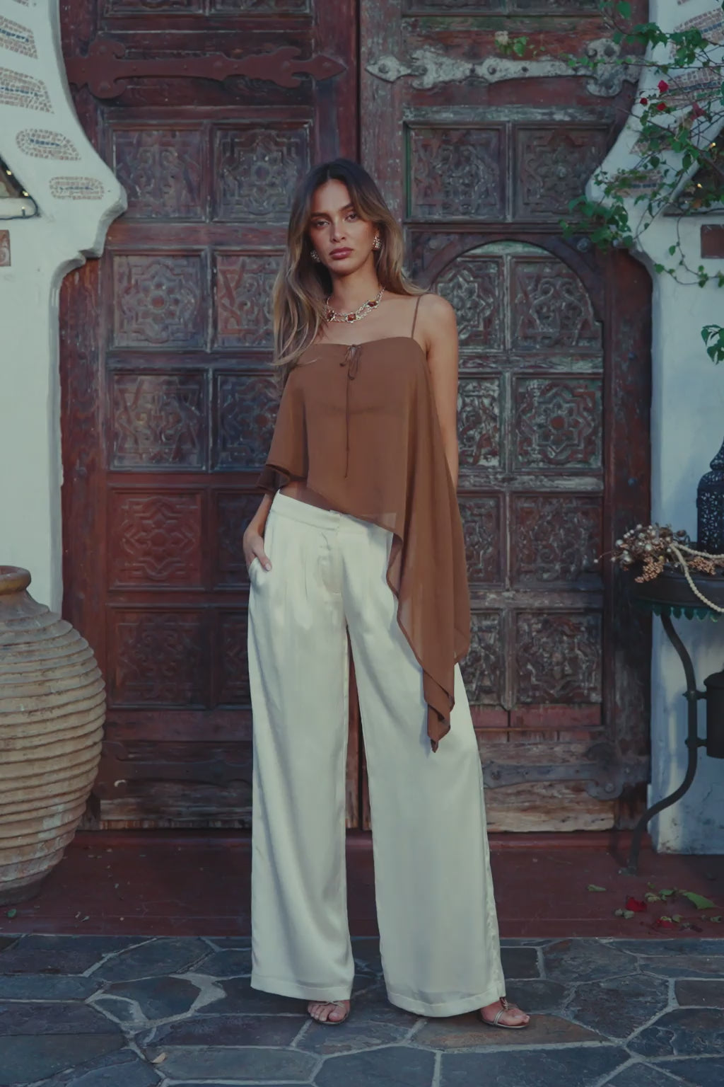 Moonlit Kiss Cream Satin Trousers