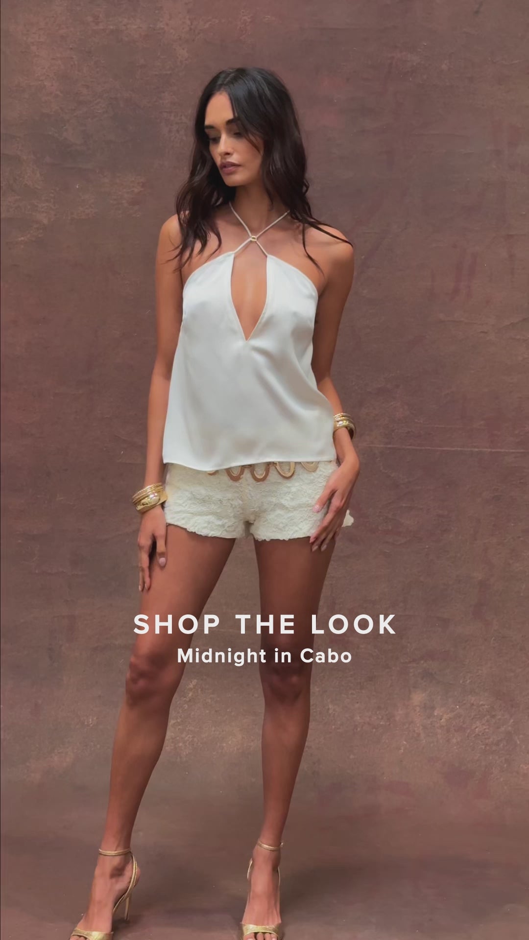 Jada Cream Satin Halter Top