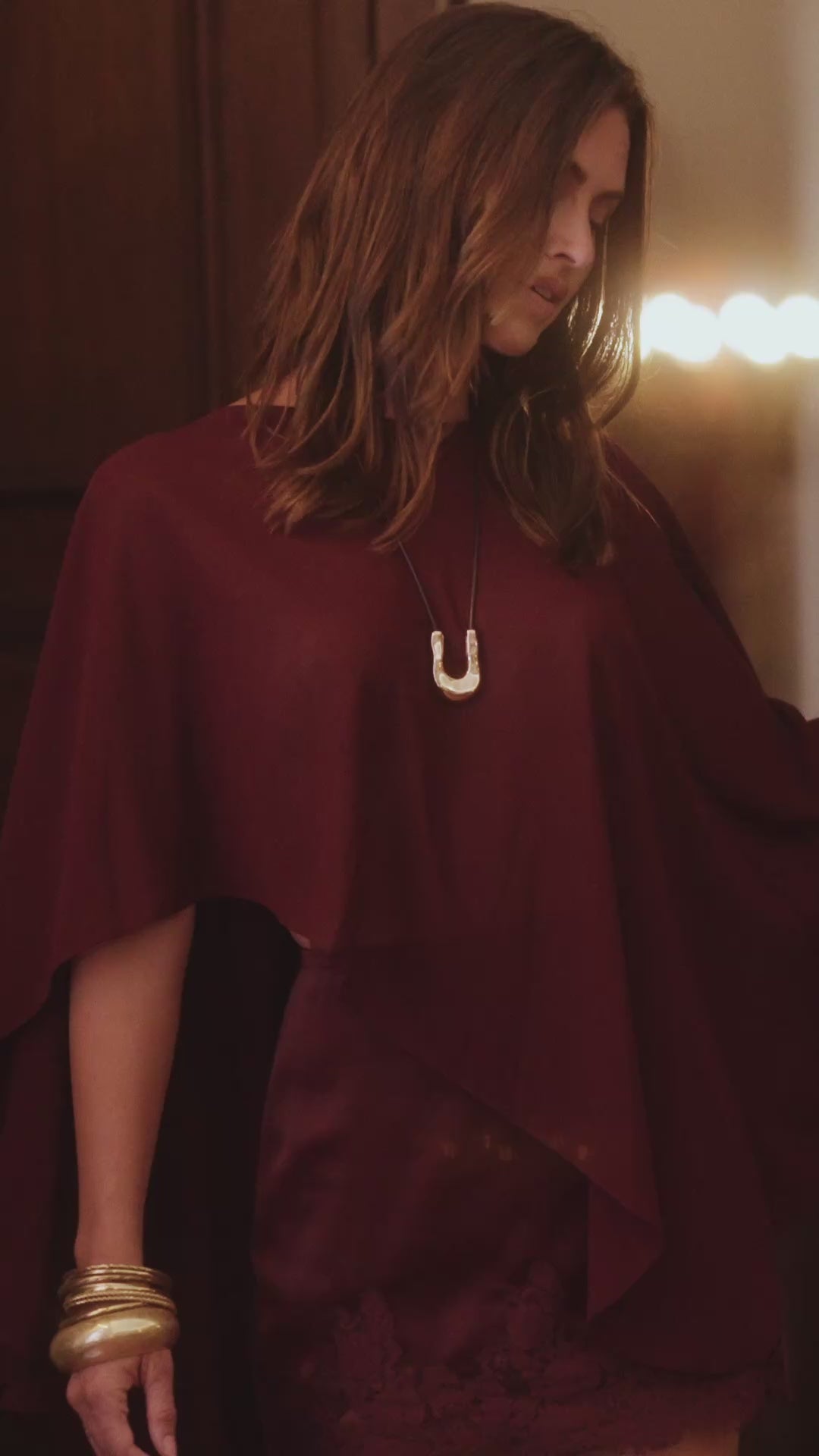 Highland Mulberry Chiffon Cape Top