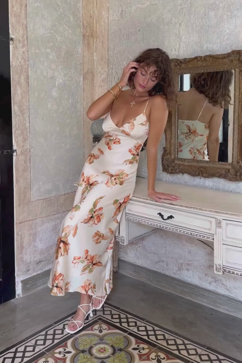 Palma Cream Floral Maxi Dress