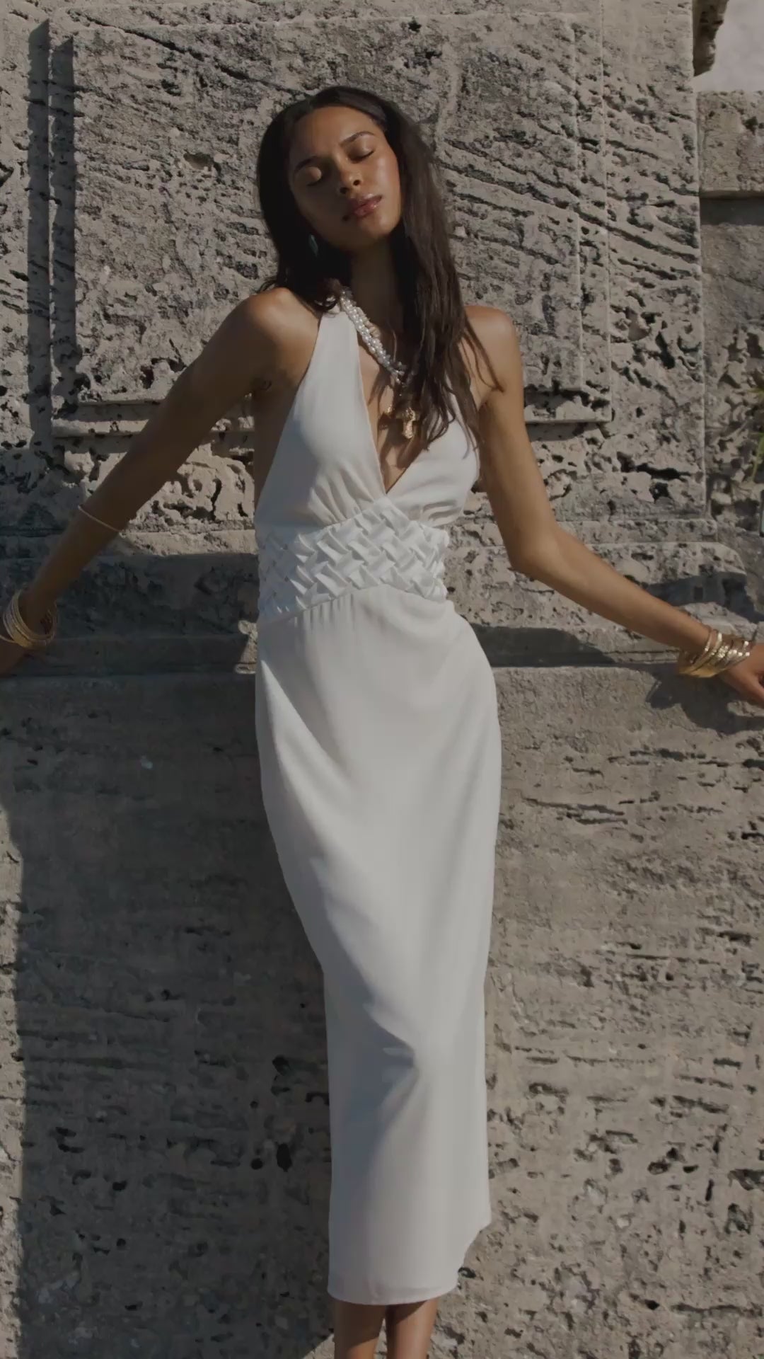 halter midi dress white Penelope White Halter Midi Dress