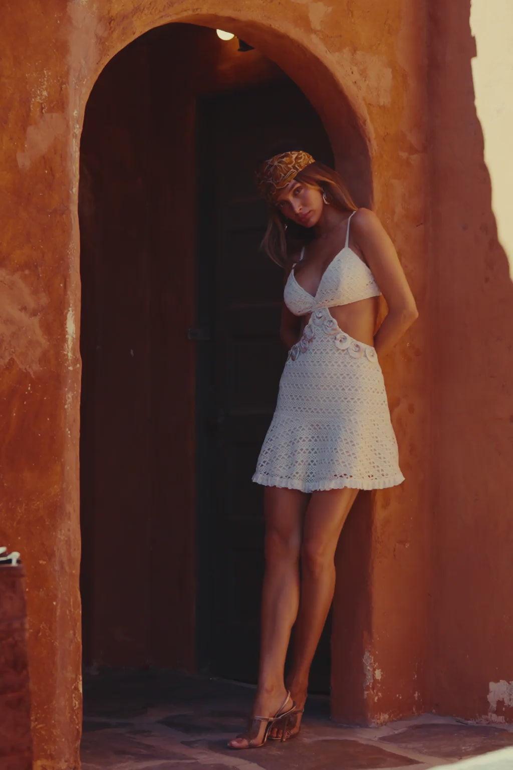 Haven Natural Crochet Mini Dress