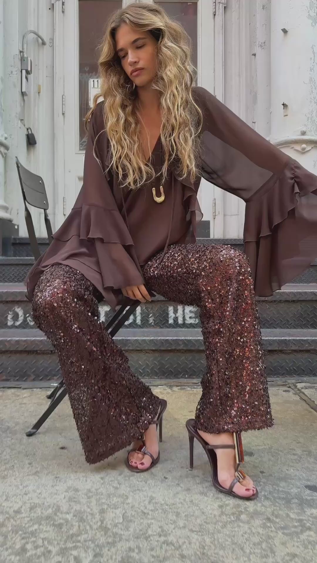 Happy Hour Espresso Sequin Pant