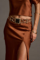 Soleil Statement Stone Gold Chain Belt