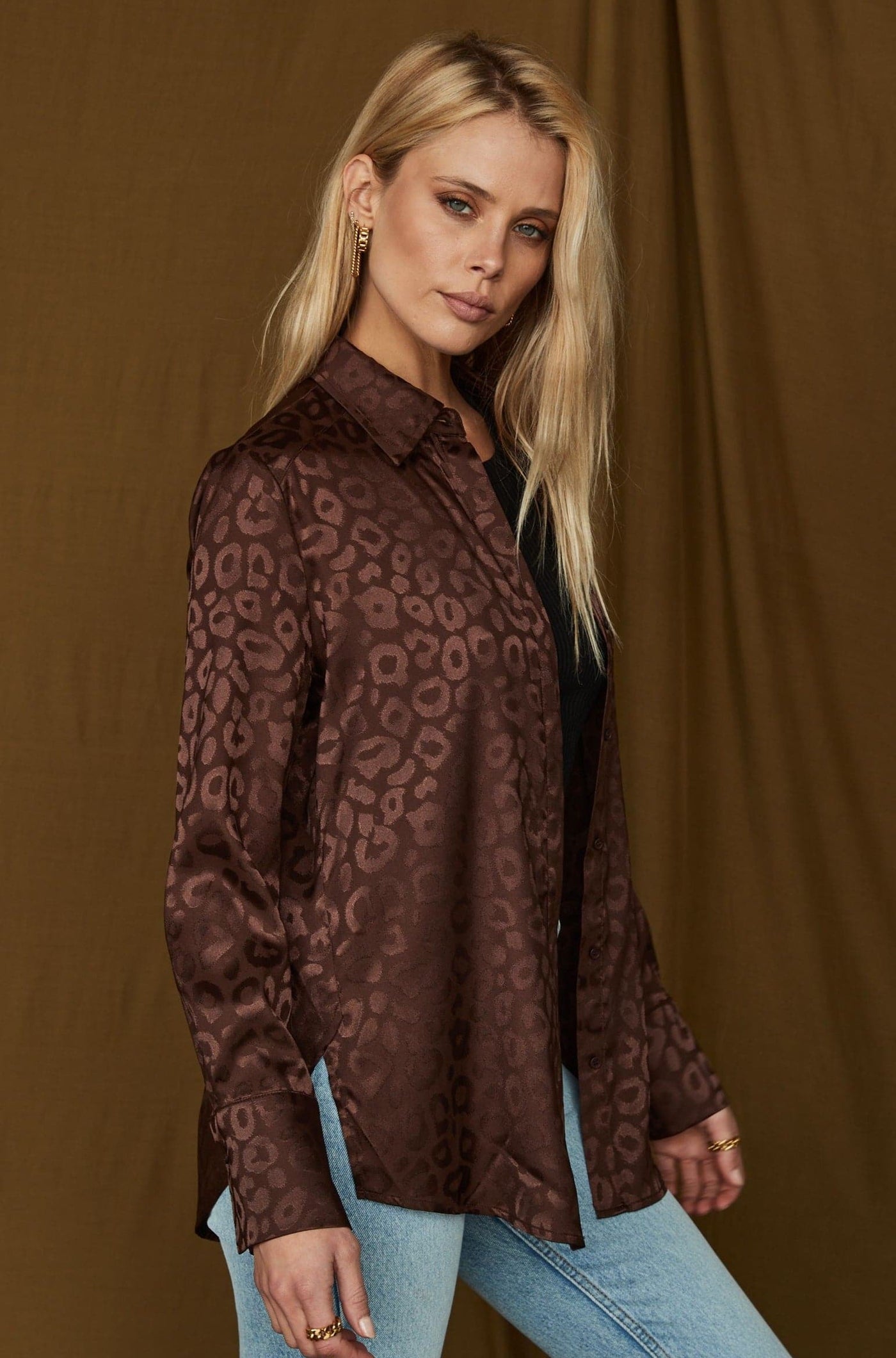 Gold Rush Chocolate Leopard Blouse