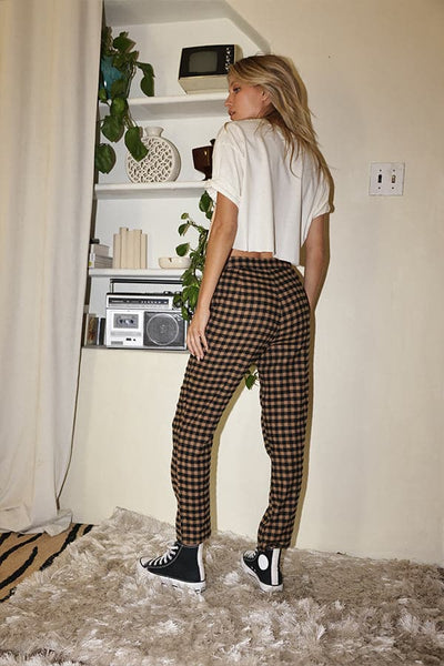 Bishop Tan Checkered Cropped Trousers