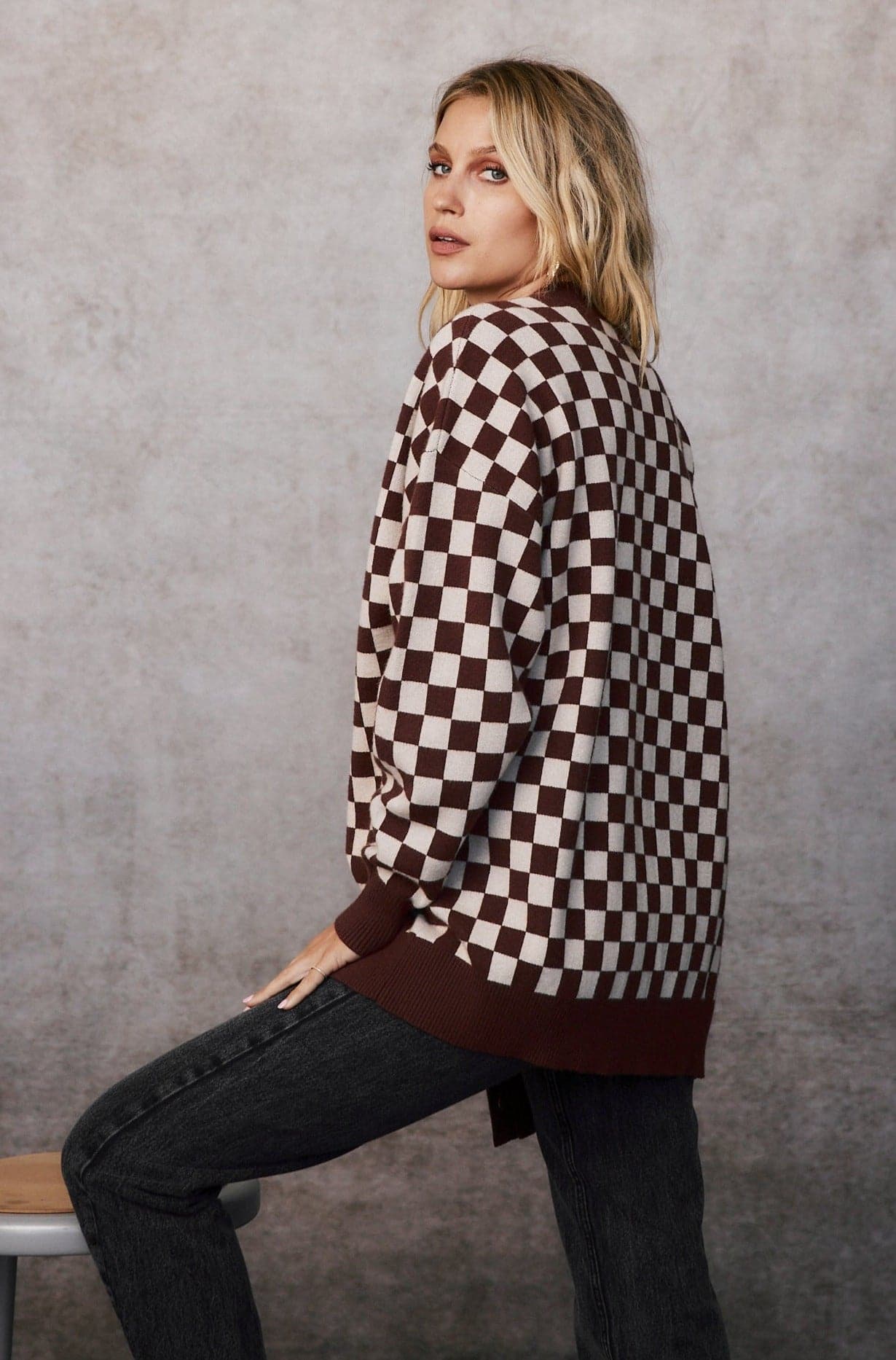 Beverly Brown Checkered Cardigan