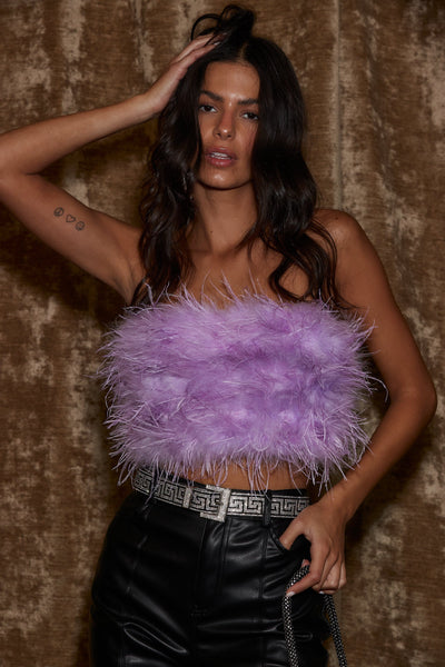 Chanel Lavender Faux Feather Top