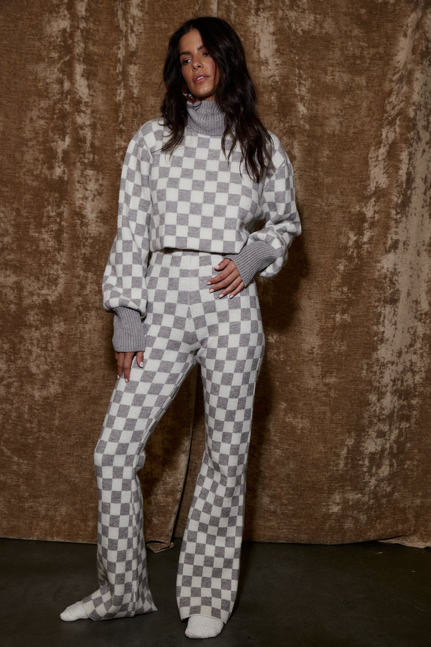 Clueless Grey Checkered Pull On Pant