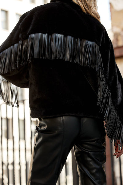 Cooper Black Faux Fur Fringe Jacket