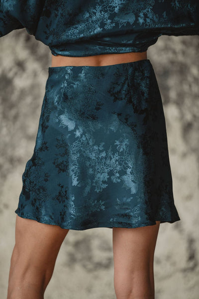 Willow Teal Jacquard Mini Skirt