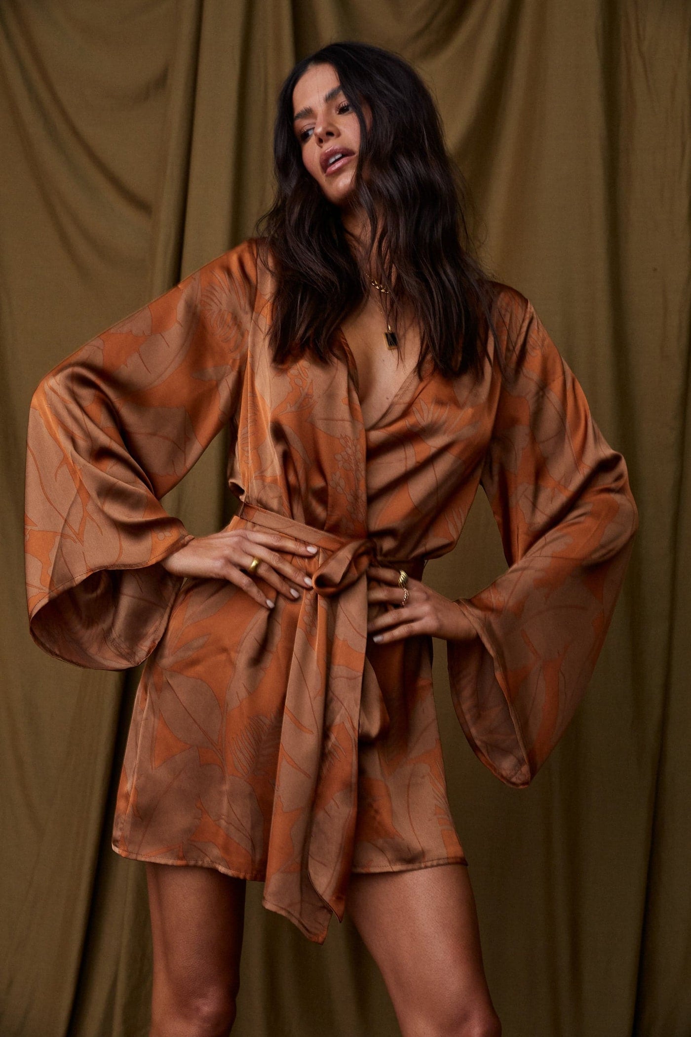 Gold Standard Rust Kimono Dress