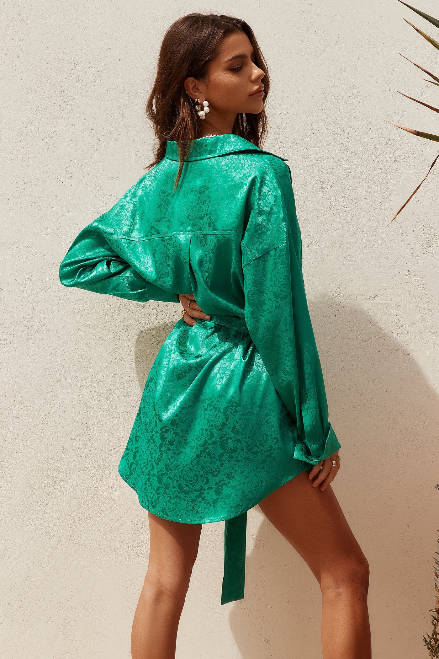 After Party Emerald Jacquard Dress