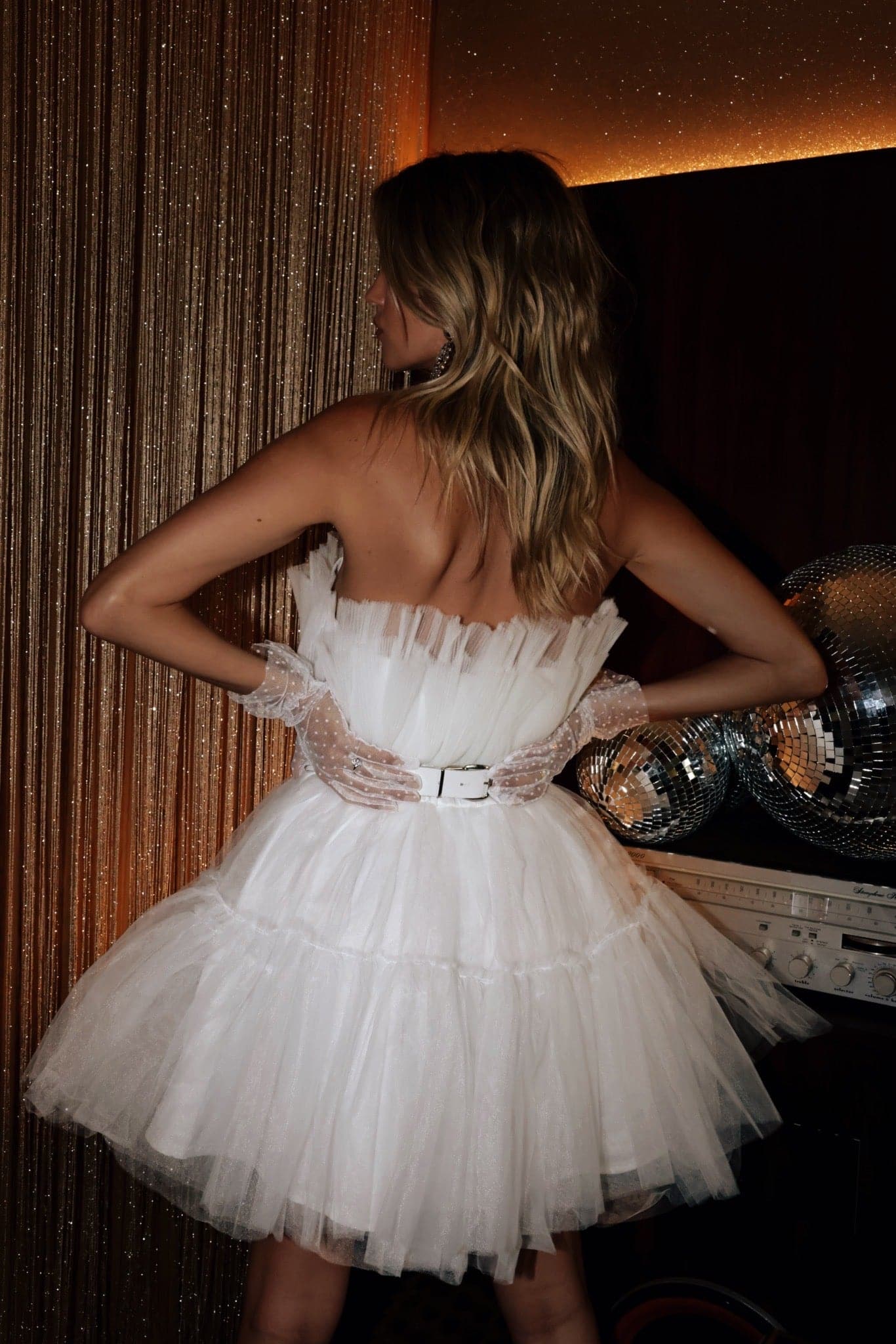 Madonna White Tulle Mini Dress
