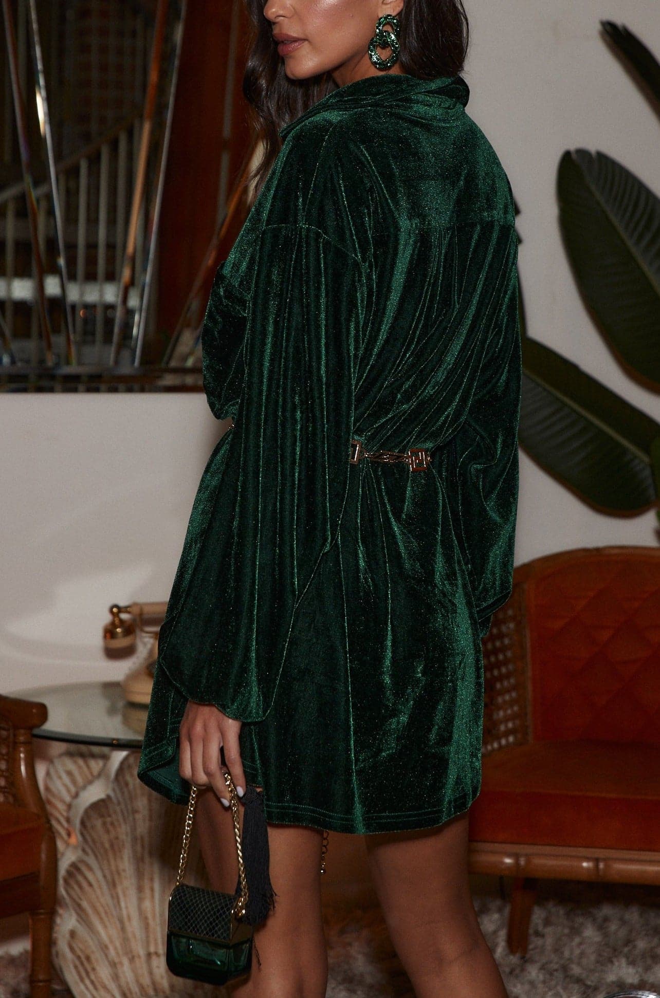 Loretta Emerald Velvet Mini Dress