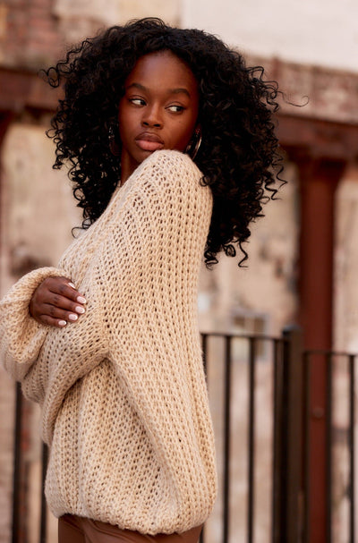 Slick Taupe Knit Sweater