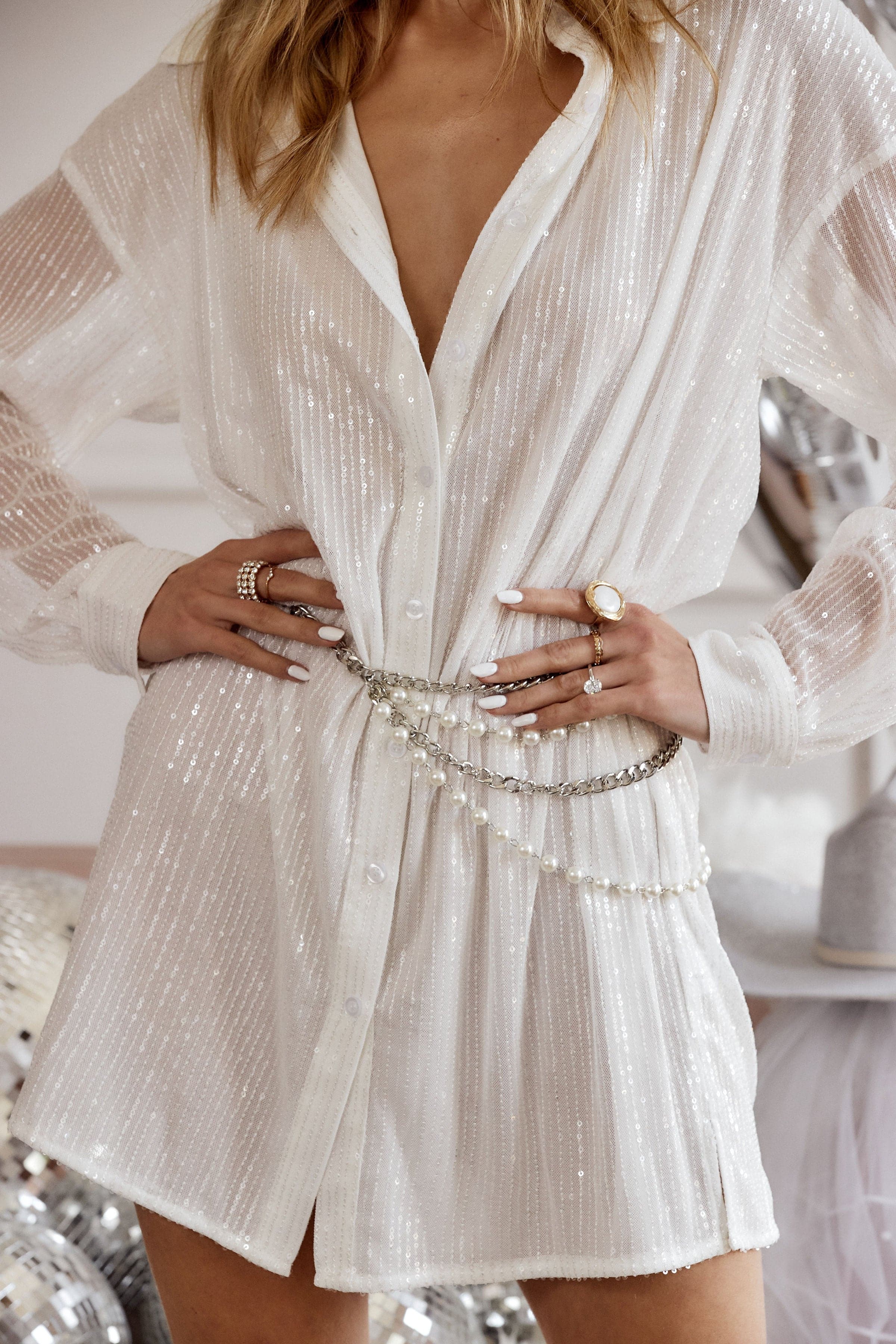 Mimi Pearl and Silver Chain Belt Mimi Pearl and Silver Chain Belt