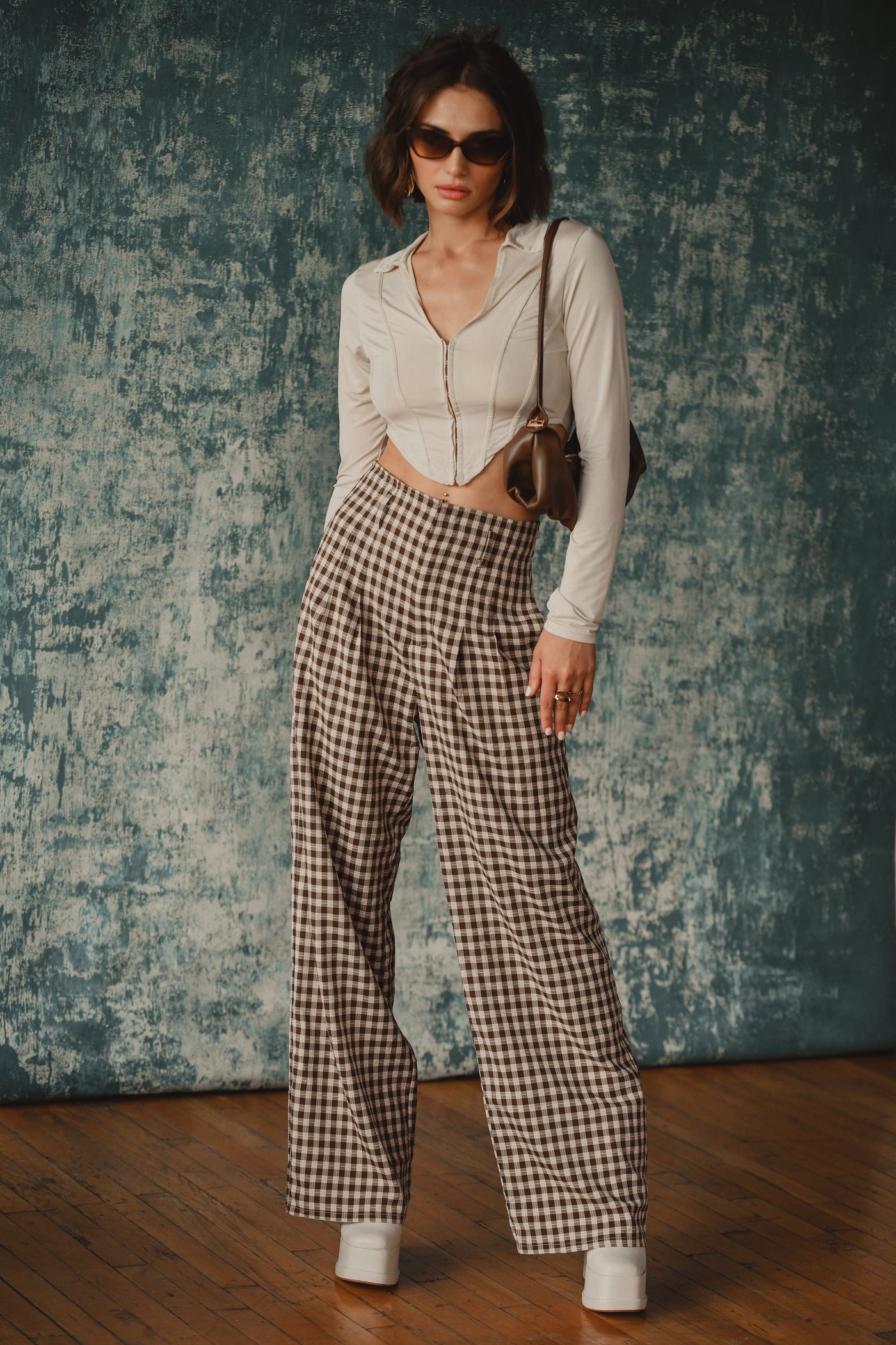 Halley Brown Checkered Trousers