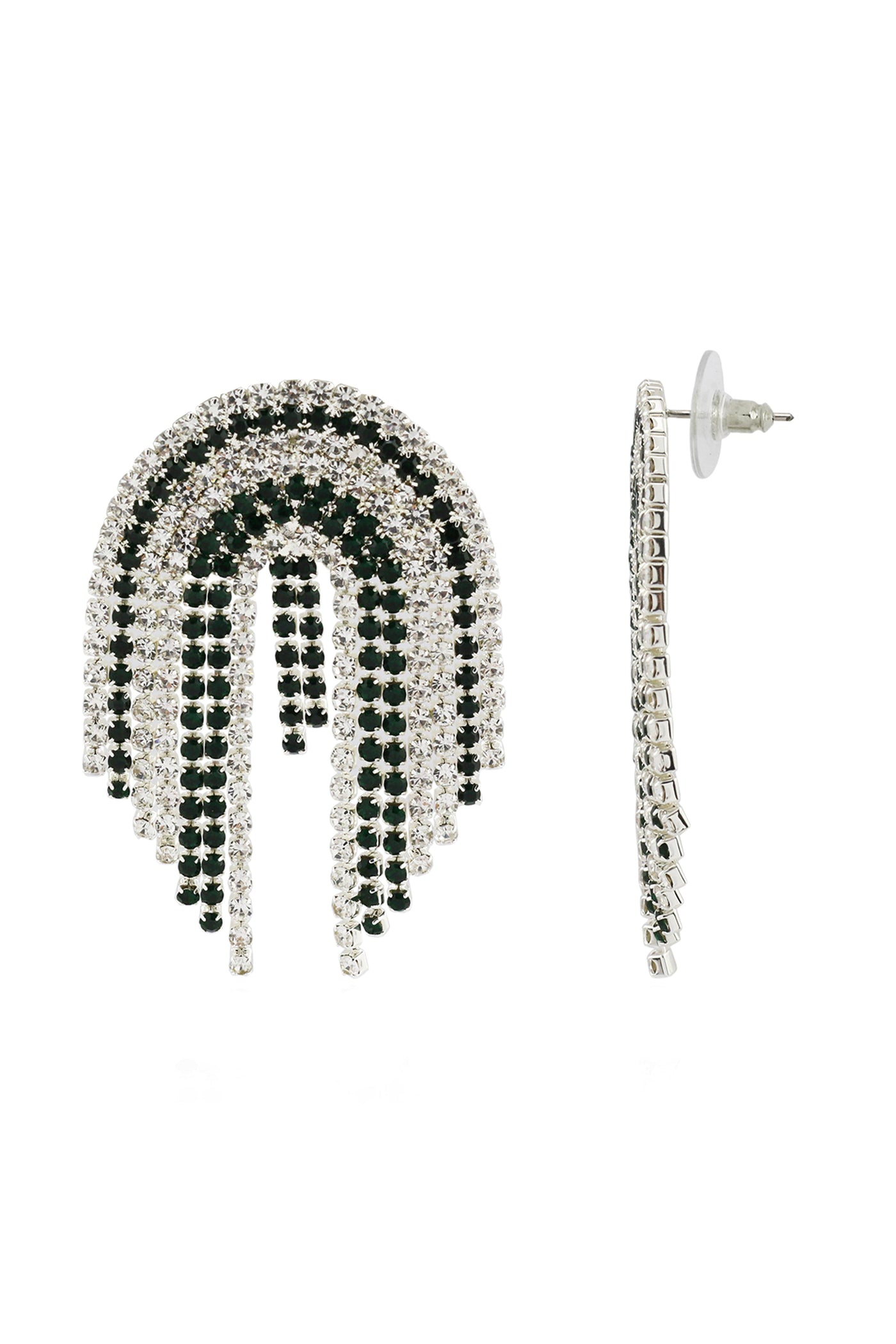 Daphne Emerald & Silver Statement Earrings