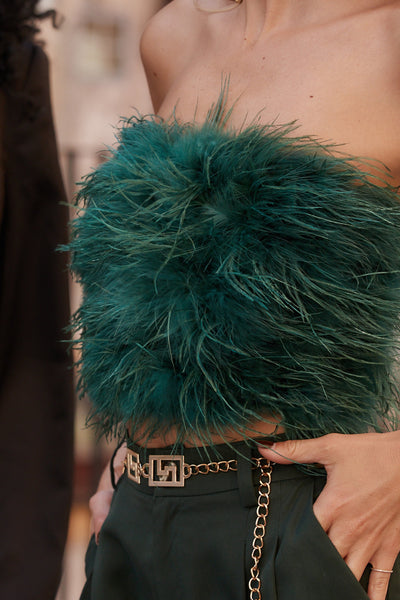 Chanel Emerald Faux Feather Top