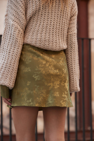 Willow Olive Jacquard Mini Skirt