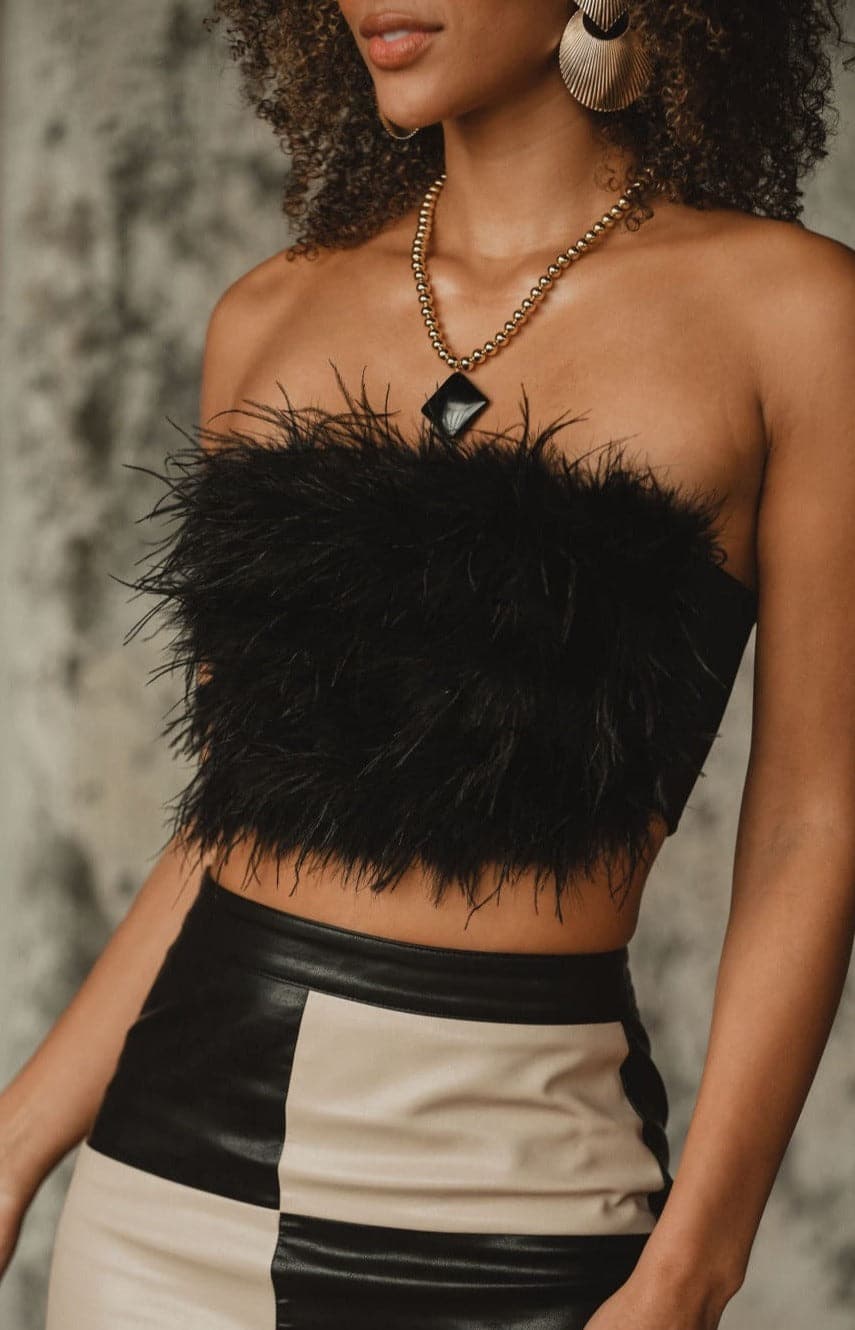 Chanel Black Faux Feather Top