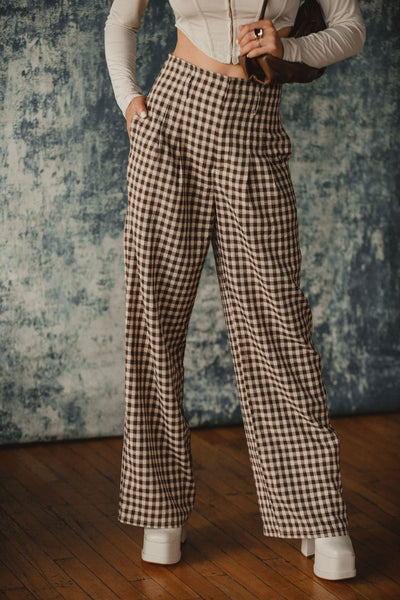 Halley Brown Checkered Trousers