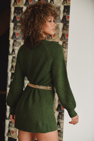Simona Emerald Mini Sweater Dress